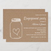 Rustikale Kraft Papier Masonjar Heart Engagement P Einladung (Vorne/Hinten)