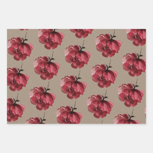 Rustikale Kraft Papier rote Blume auf Steppe (Vorderseite 2)