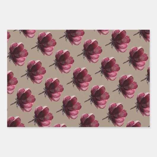 Rustikale Kraft Papier rote Blume auf Steppe (Vorderseite)