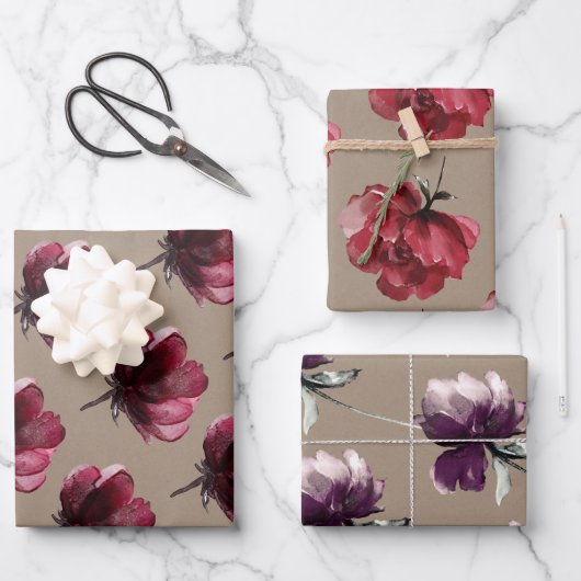 Rustikale Kraft Papier rote Blume auf Steppe (Vorderseite)