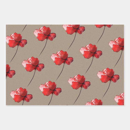 Rustikale Kraft Papier Rote Blume Bug und Blüten (Vorderseite 2)