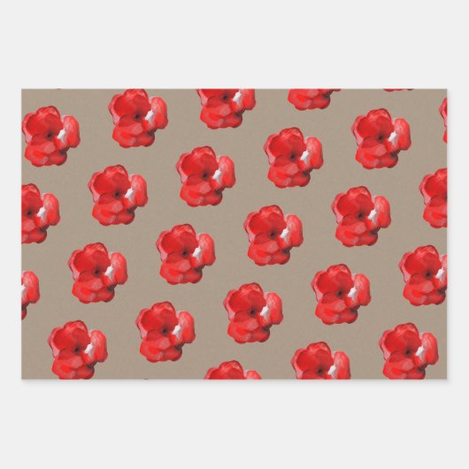 Rustikale Kraft Papier Rote Blume Bug und Blüten (Vorderseite)