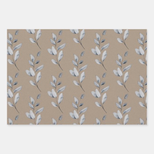 Rustikale Kraft Papier Silber Grau Eukalyptus Spri (Vorderseite 3)