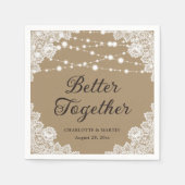 Rustikale Kraft Papier-Spitzen-Lichter Hochzeit Serviette (Vorderseite)