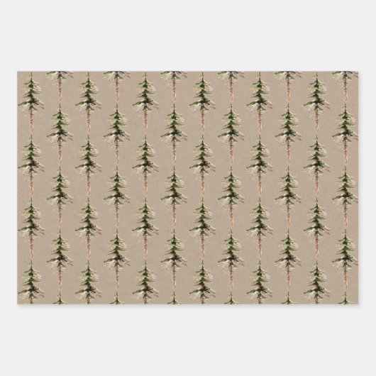 Rustikale Kraft Papier WinterwaldflächeBäume II (Vorderseite)