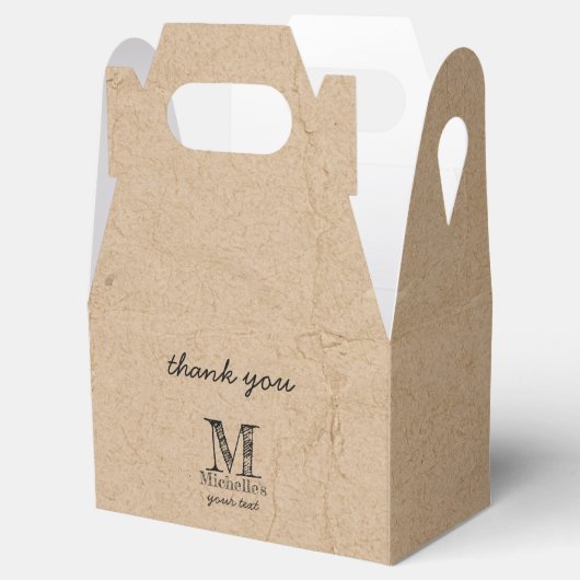 Rustikale Kraft-Papierschau-Monogramm Geschenkschachtel (Geöffnet)