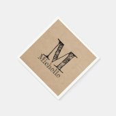 Rustikale Kraft-Papierschau-Monogramm Serviette (Ecke)