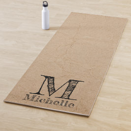 Rustikale Kraft-Papierschau-Monogramm Yogamatte