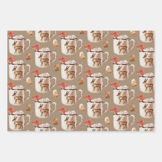 Rustikale Kraft Peppermint Kakao Cookies Tasse Geschenkpapier Set (Vorderseite 3)