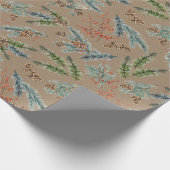 Rustikale Kraft Pine Blue Spruce Cones & Ilex Berr Geschenkpapier (Ecke)