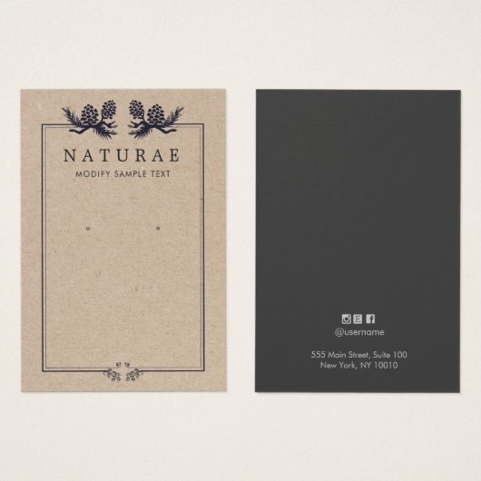 Rustikale Kraft Pine Cones Earring Juwelier Displa (Vorne & Hinten)