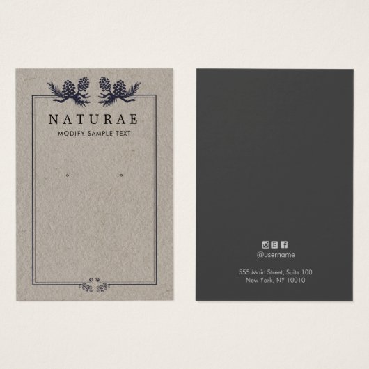 Rustikale Kraft Pine Cones Earring Juwelier Displa (Vorne & Hinten)