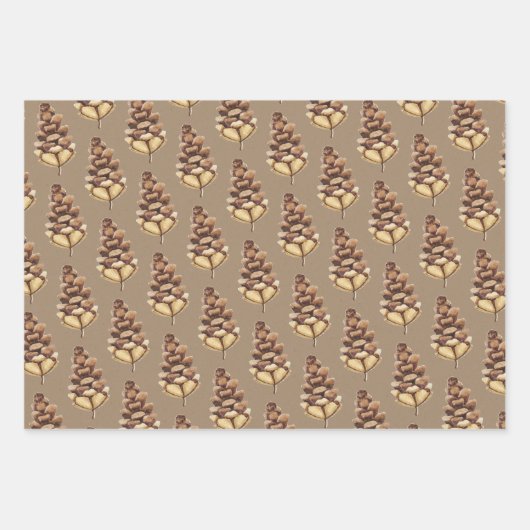 Rustikale Kraft Pine Cones Wrapping Paper Sheets Geschenkpapier Set (Vorderseite 2)