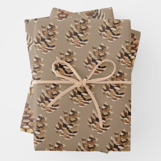 Rustikale Kraft Pine Cones Wrapping Paper Sheets Geschenkpapier Set (Beispiel)