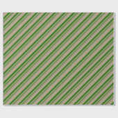 Rustikale Kraft Pine Green Strips Urlaub Geschenkpapier (Flach)