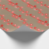 Rustikale Kraft-Pink- und Rot-Weihnachts-Lichterke Geschenkpapier (Ecke)