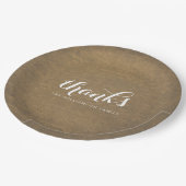 Rustikale Kraft Print - Dank Erntedank Family Pappteller (Schrägansicht)