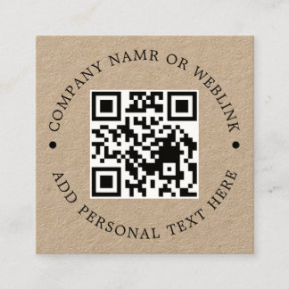 Rustikale Kraft QR Minimal Business Style Quadratische Visitenkarte