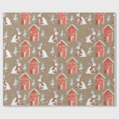 Rustikale Kraft Rabbit Out Geschenk zu Weihnachten Geschenkpapier (Flach)