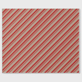 Rustikale Kraft Red Candy Stripes Urlaub Geschenkpapier (Flach)