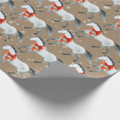 Rustikale Kraft Red Christmas Bows on White Horns Geschenkpapier (Ecke)