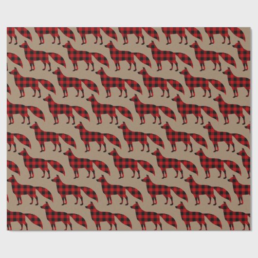 Rustikale Kraft Red Fox Buffalo Kariert zu Weihnac Geschenkpapier (Flach)