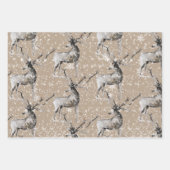 Rustikale Kraft-Rentierfräsen Große Antler Geschenkpapier Set (Vorderseite)