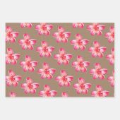 Rustikale Kraft Rosa Flamingos und rosa Hibiskus Geschenkpapier Set (Vorderseite 3)