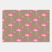 Rustikale Kraft Rosa Flamingos und rosa Hibiskus Geschenkpapier Set (Vorderseite)