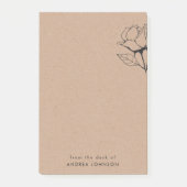 Rustikale Kraft-Rose Blume vom Schreibtisch aus Post-it Klebezettel (Vorderseite)