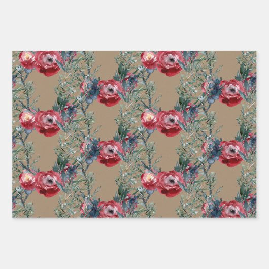 Rustikale Kraft Rose Pine & Spruce Grüne Trellis Geschenkpapier Set (Vorderseite 2)