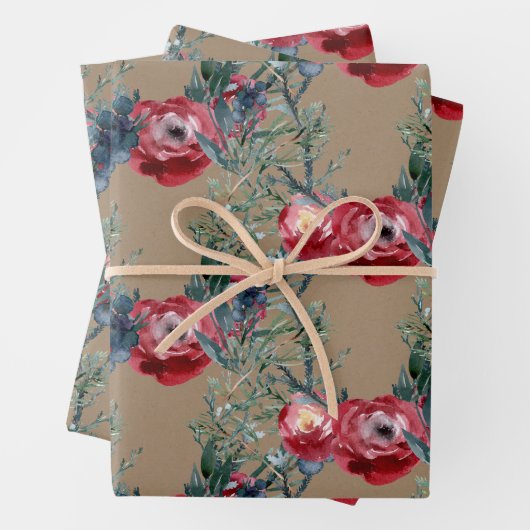 Rustikale Kraft Rose Pine & Spruce Grüne Trellis Geschenkpapier Set (Beispiel)