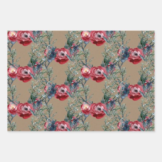 Rustikale Kraft Rose Pine & Spruce Grüne Trellis Geschenkpapier Set (Vorderseite)