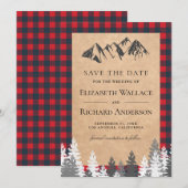 Rustikale Kraft Roter Buffalo-Karo Berghochzeit Save The Date (Vorne/Hinten)