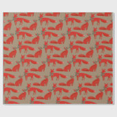 Rustikale Kraft-Rotfüchse an einem holzigen Datum Geschenkpapier (Flach)