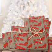 Rustikale Kraft-Rotfüchse an einem holzigen Datum Geschenkpapier Set