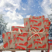 Rustikale Kraft-Rotfüchse an einem holzigen Datum Geschenkpapier Set