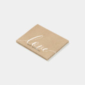 Rustikale Kraft-Schrift Liebe Personalisierter Nam Post-it Klebezettel (angewinkelt)