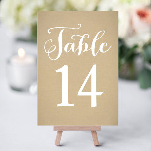 Rustikale Kraft-Schrift-Tischnummernkarte Einladung