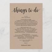 Rustikale Kraft, Schwarz, Dinge zu tun, Reisekarte Programm (Vorderseite)