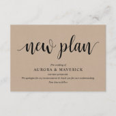 Rustikale Kraft, schwarz, Hochzeitverschiebung, be Begleitkarte (Vorderseite)