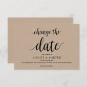 Rustikale Kraft, schwarz, Hochzeitverschiebung, be Begleitkarte (Vorne/Hinten)