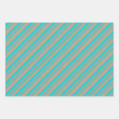 Rustikale Kraft Schwarz-weiß Türkis Candy Stripes Geschenkpapier Set (Vorderseite 3)