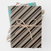 Rustikale Kraft Schwarz-weiß Türkis Candy Stripes Geschenkpapier Set (Beispiel)