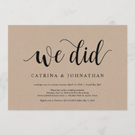 Rustikale Kraft, schwarze Schrift, Hochzeitsfeier Einladung