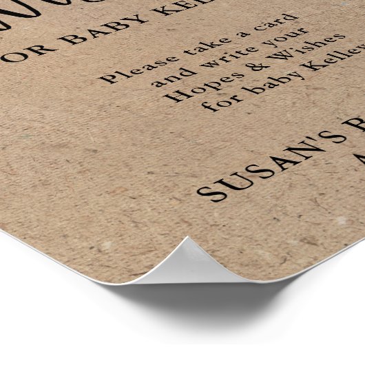 Rustikale Kraft Script Baby Duwer Hopps & Wish Poster (Ecke)