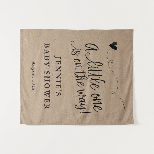 Rustikale Kraft Script Babydusche Hintergrund Wandteppich (Vorderseite (Horizontal))