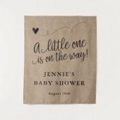 Rustikale Kraft Script Babydusche Hintergrund Wandteppich (Vorderseite)