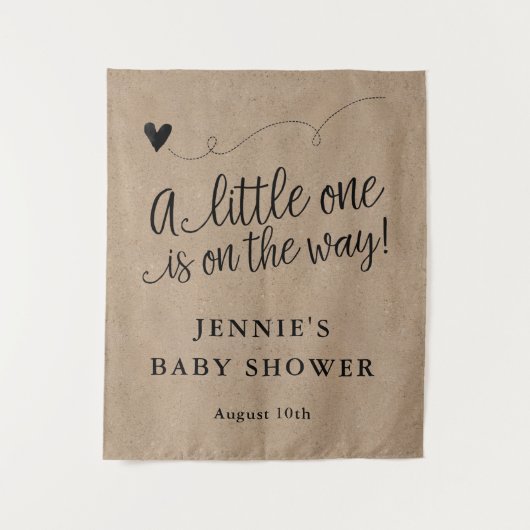 Rustikale Kraft Script Babydusche Hintergrund Wandteppich (Vorderseite)