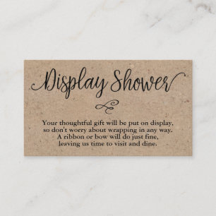 Rustikale Kraft Script Display DUSCHE Einsteckkart Visitenkarte